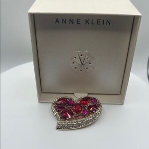 Anne Klein Heart Brooch with Red and Purple Accents